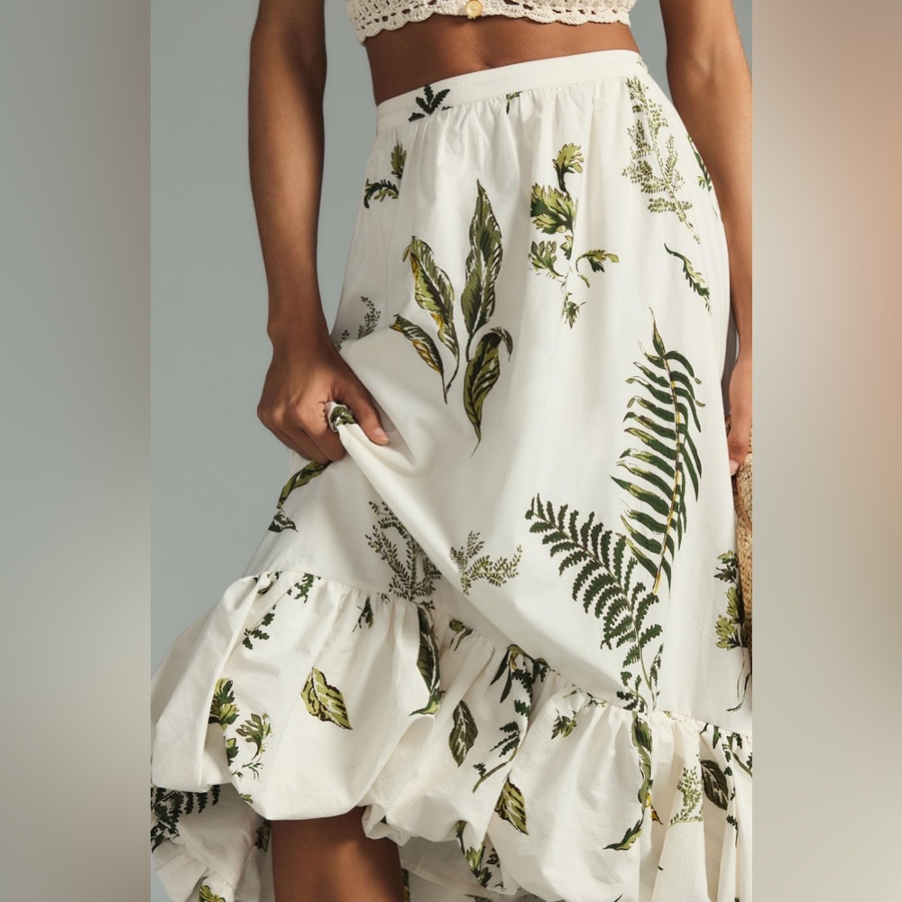 Anthropologie Botanical Print Maxi Skirt